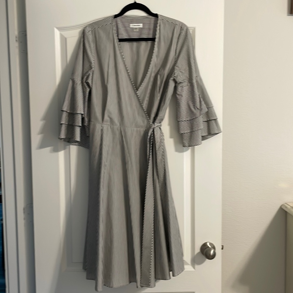 Calvin Klein wrap dress with bell sleeves